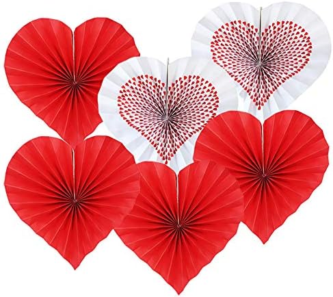 Катчон, Вентилатори За Срцева Хартија Висечки Украси - 13 Инчи, Пакет од 6 | Висечки Украси За Срца За Украси За Забави За Денот На Вљубените