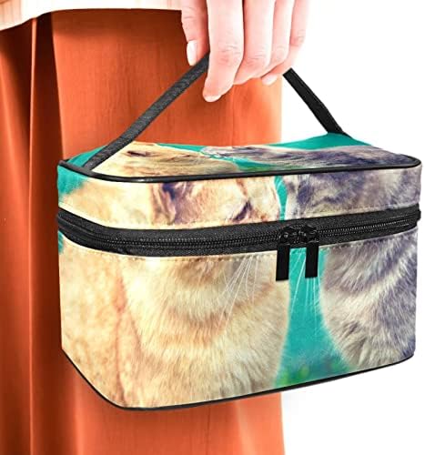 Мала Торба За Шминка, Патент Торбичка Патување Козметички Организатор За Жени И Девојки, Две Мачки Животни