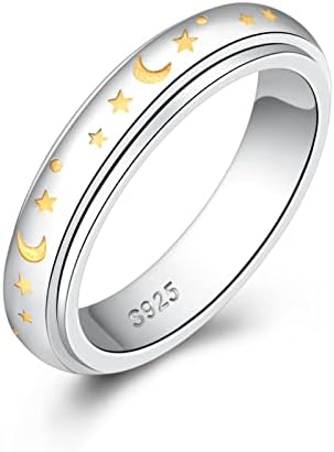 Beilin Sterling Silver Fidget Rings Rings Anastice Ring for Relight Spress Spinner прстен за жени мажи