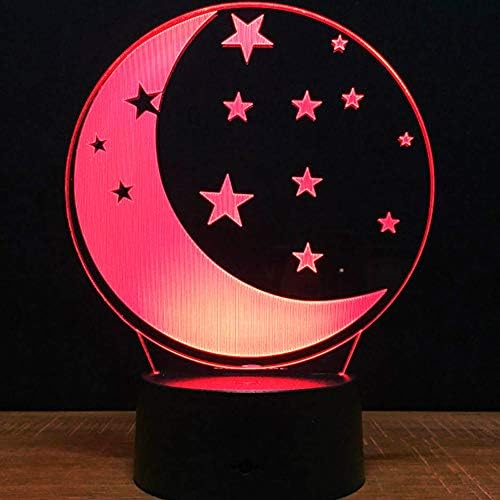 Jinnwell 3D Moon Star Star Slight Light LAMP илузија LED 7 Боја Промена на допир прекинувач Табела за декорација на декорација на декорација