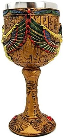 Ancientрос Древниот Египетски Вински Пехар Во Златен Хиероглифски Дизајн Со Богови На Египет Се Соочува со 6оз 7Висок