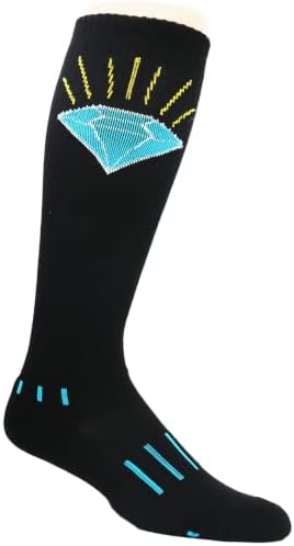 Мокси чорапи младински црни колени високи фудбалски чорапи со сини дијаманти