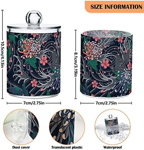 Inewgogo Јапонски бран 2 пакувања памук, памук, држач за топка за организатор на организатор, распрскувач пластични контејнери за бања со капаци, фаза на држач за бања, о