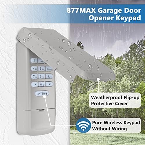 877max гаража на вратата на вратата на вратата безжична гаража за влез на вратата, го заменува 878MAX 376LM 377LM 977LM, компатибилен со отворите