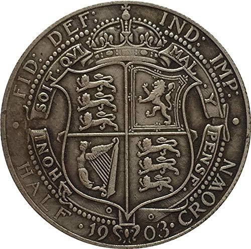 Предизвик монета Велика Британија 1903 1/2 Круна- Едвард VII копирање монети за колекција на монети за украси за канцеларии за домашни простории