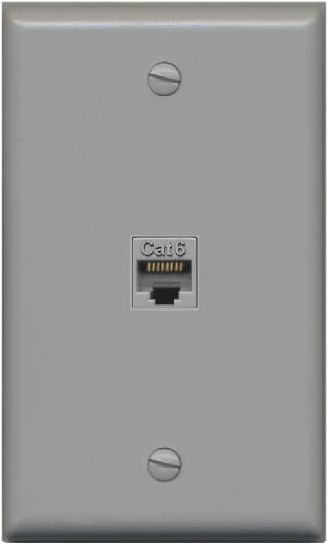 Riteav 1 порта Cat6 Ethernet Wall Plate Jack Female -Female - Flat [сива/сива]