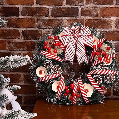 4 ролни 52 двор Божиќна лента бонбони бонбони украси за новогодишни елки, пеперминт лента 1,5 инчи 0,6 инчи 0,4 инчи 0,25 инчи занаетчиска лента црвена и бела лента за лак з?