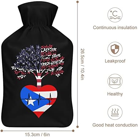 Порто Рико САД шише со топла вода од корен со топла вода со мека кадифен капак топла гумена вода торба за вбризгување 1000 мл