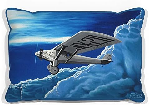Духот на Линдберг на авионот Сент Луис Фаукс велур тросед фрла перница од цртање и сликање на уметникот Мајк Бенет 13 „X 19“.