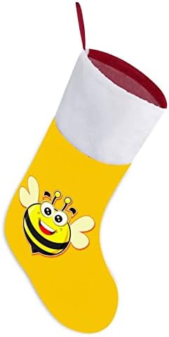 Симпатична пчела Божиќно порибување Божиќно дрво камин виси чорапи со кратка кадифен манжетна за украсување за домашна забава