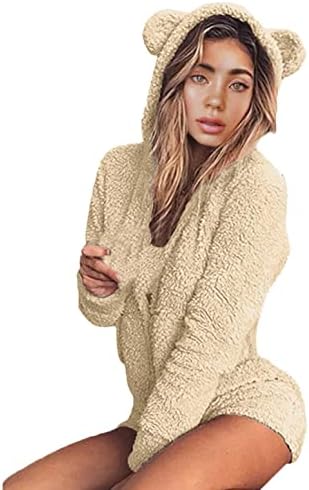 Beppter Women Solide Fuzzy Velor Setusuit Set Hoodie and Pants Sport Sport Suits Pajamas Tracksuits Sumpsuit