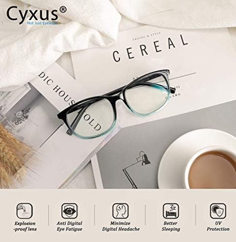 Cyxus 2 Пакет Сино Светло Филтер Компјутерски Очила Снопови Со Ретро Квадратни Цветни Очила За Жени Мажи