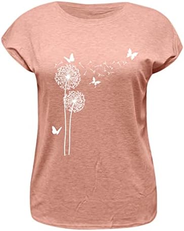 2xL култури врвови жени женски обични цврсти глуварчиња печатење лесно v вратот краток ракав маичка маица лабава фит резервоар