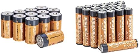 Основи на 12 Pack C ќелија сите намени алкални батерии, 5-годишен рок на траење, лесен за отворена вредност и 20 пакувања AAA алкални