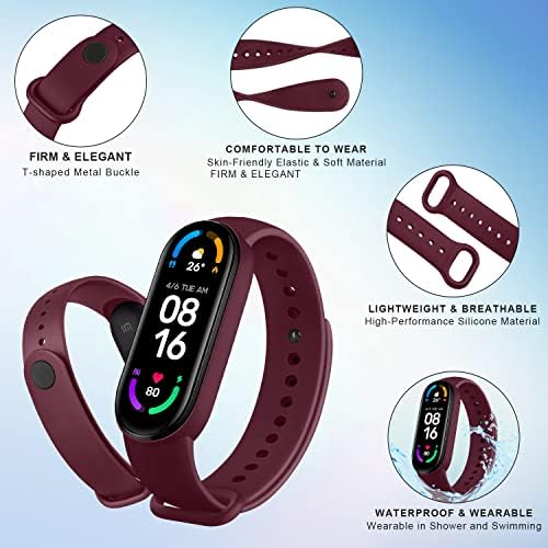 Замена на 4 пакувања за опсези за замена на лентата Amazfit Band 5, компатибилен со Amazfit Band 5 Silicone Sport Strap Watchband WatchBand