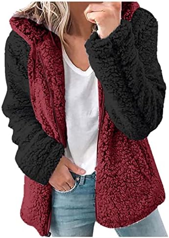 Зимски палта на Xiloccer за жени плус големина нејасна руно јакна со долг ракав отворен предниот кардигански лаптол копче надолу топла
