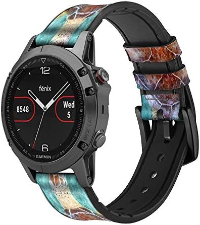 CA0165 Sea Turtle Leather & Silicone Smart Watch Band Strap For Garmin Пристап S40, Forerunner 245/245/645/645, Venu Vivoactive Vivomove Size