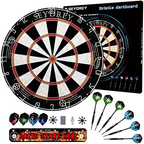 Dartboard Поставен со главен турнир за турнири во Bullseye-Bristle Dart + 6 челични врвови пикадо + додатоци за пикадо