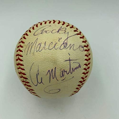 Вонредно Роки Марсијано потпиша бејзбол во Националната лига во 1952 година со JSA COA - Автограмирано бокс со разни предмети