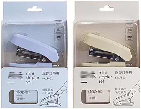 Ggho Portable Stapler Mini Stapler со 640 стандардни главни делови од 12 листови се вклопува во дланката на вашата рака, рачен поставен