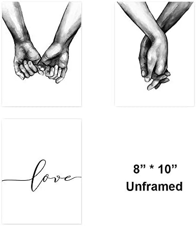 Loveубов и рака под рака постер wallид Декоративна уметност платно за печатење по постер за домашна соба за дневна соба Едноставна мода црно