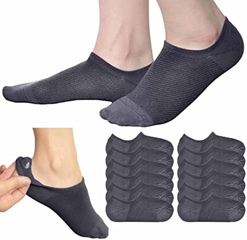 Лот 12 пара без шоу чорапи со ниско сечење анти-лизгачки случајни невидливи лагерни чорапи 10-13 анти-лизгани глуждови кратки чорапи мажи жени
