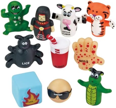 Образложени лајт 10 маки Пасха прсти кукли со кутии за подароци - пасха играчки украси Гуди торба награди еврејски празници за забави за деца