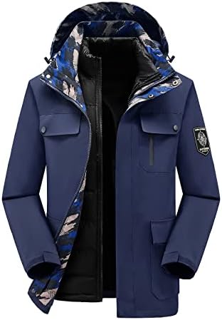 Машки јакни и качулки 2 парчиња сет мода за ветерница на надворешна надворешна облека Дебела топла ветерница бомбаш палто