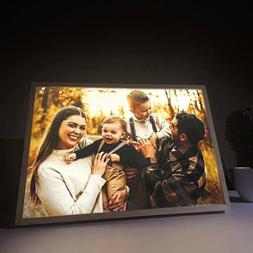 Печатете на рамки за фотографии со побарувачка, со LED светла, рамка на бирото се рачно изработени од рамки за природни бор од дрво)