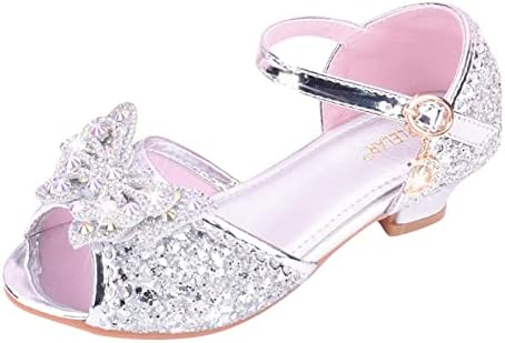 Деца чевли со дијамантски сјајни сандали принцези чевли се поклонуваат високи потпетици покажуваат принцези чевли бебе момче сандали