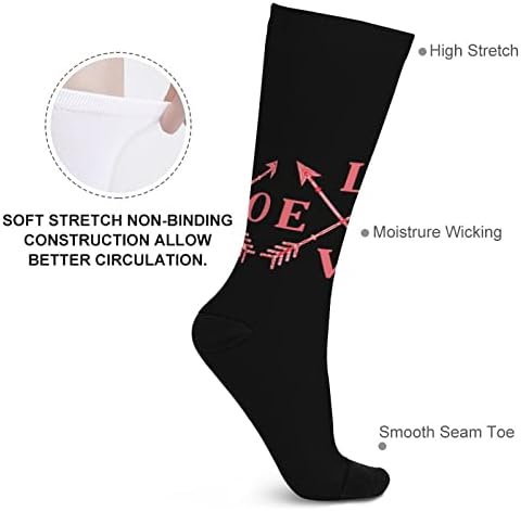 Loveубовта со стрела печатени чорапи за појавување на бои Атлетски колени високи чорапи за жени мажи