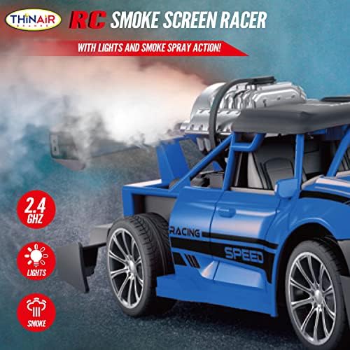 Природа врзана далечинска контрола автомобил, тркач на екранот за чад, 2,4 GHz RC возило со прскање магла и светлина за деца, спортско