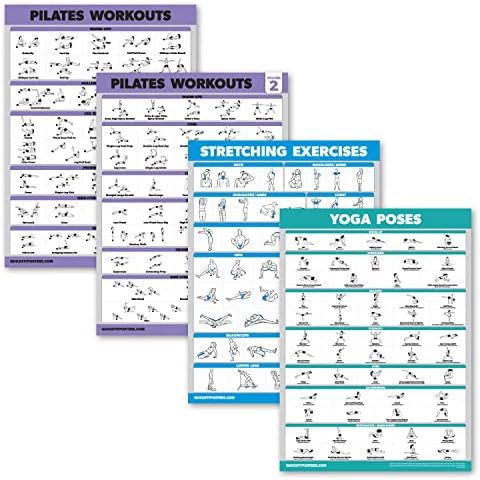 4 Пакет-Пилатес Тренингот Волумен 1 &засилувач; 2 + Истегнување + Јога Пози-Вежба Постер Сет