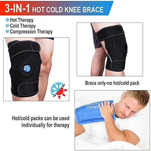 Заврши за мраз на мраз на коленото, пакет со топла ладна терапија, со поддршка на заградата на коленото за ACL, солза од менискус,