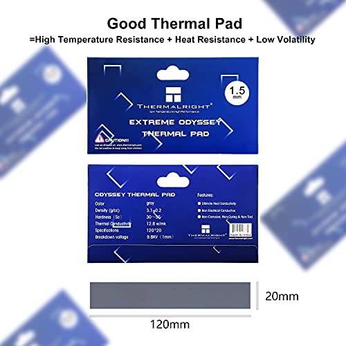 Термичка Подлога 12,8 W/mK, 120x20x1, 5mm, Отпорност На Висока Температура Отпорност На Топлина Непроводлива, Силиконска Термичка Подлога За Ладилник За КОМПЈУТЕР M. 2/SSD/NVME/GPU/