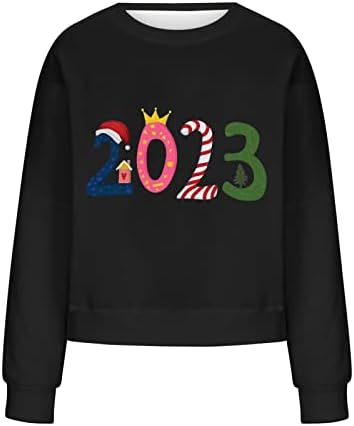 Oplxuo Кинеска Нова година На Дуксерот За Зајаци 2023 За Жени Мода Со Долги Ракави Симпатични Графички Празнични Врвови На Пуловер