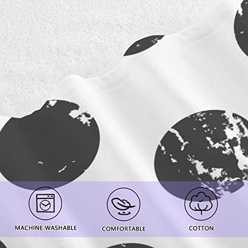 Апстрактна ipипони Апстрактна црна и бела пол -точка памучна крпа сет од 2, 1 пешкир за бања 1 мек за миење и високо апсорбирачки крпи за