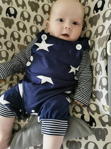 Сет за облека за бебиња, комбинезони за новороденчиња starsвезди суспендирани панталони и шарени врвни долги ракави со капа