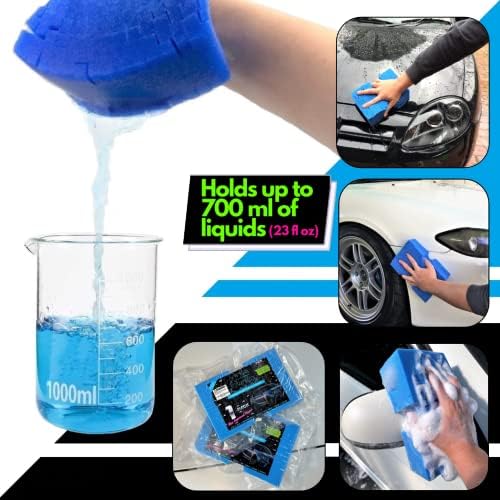 Sudz Budz Premium Jumbo Fone Grid Car Wash Sponge 1pc | Анти-уричен сунѓер за миење сапун и плаклител | Вкрстено, лесен зафат, голем сунѓер
