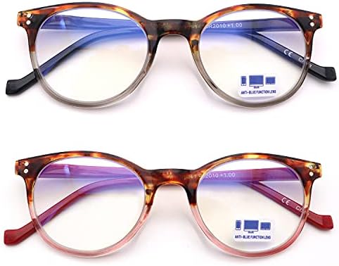 Ѓумбир Лажни Тркалезни Очила За Мажи Жени 2 Пакувајте Сини Светлосни Очила За Блокирање Модна Рамка Со / Пролетна Шарка Компјутерски