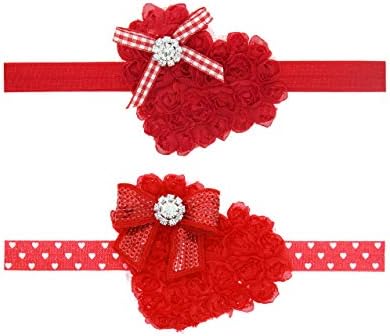 Денот На вљубените Црвена Лента За Глава Лак Бебе Девојки Црвен Цвет Коса Бенд Bowknot JHV09