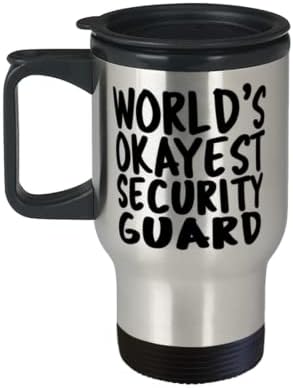 Светскиот чувар на безбедноста во светот - Изолирана кригла од 14oz + Окриен капак - Неверојатна забавна кригла за патувања за