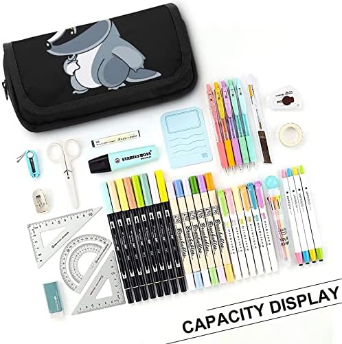 Цртана торба со молив со молив со двојно слој Пенки за канцелариски материјал за торбичка за шминка за шминка кутија за држач за торбичка со