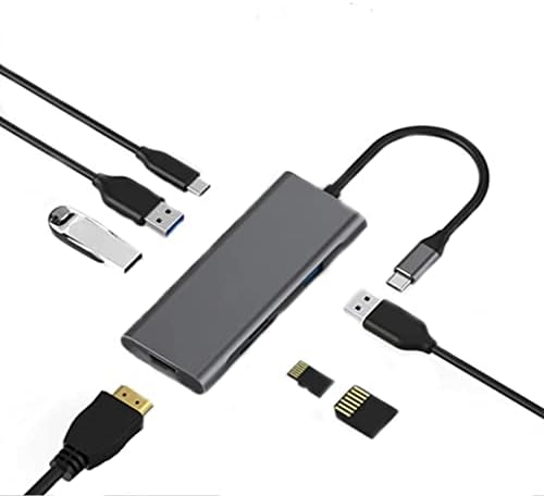 Приклучна Станица-USB C До Двоен HDMI Адаптер-USB C Центар Двојни HDMI Монитори За Windows, USB C Hdmi Адаптер со 3 USB Порти, USB-C Порта За Податоци, Sd/Микро Читач На Картички, Компатиби?