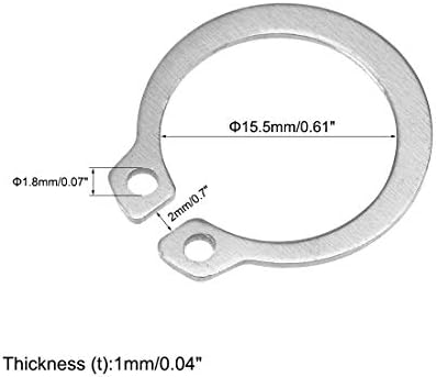UXCELL 19,5 mm Надворешни кругови C-CLIP Задржување на вратилото на вратилото 304 не'рѓосувачки челик 50 парчиња