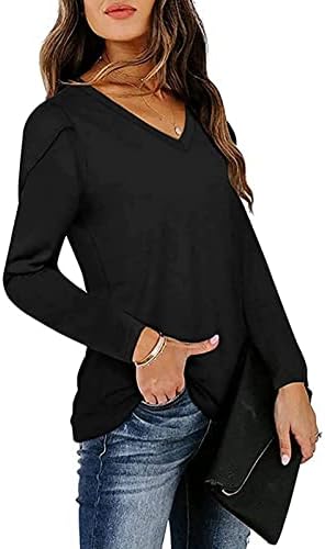 Womenените обичен печатен ливче за ракави со плетенка со врвови на вратот на вратот со долги ракави дами маица маица врвна девојка мокасини