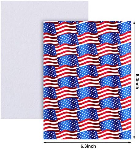 16 Парчиња Американско Знаме Листови Од Вештачка Кожа Четврти јули Знамиња За Денот На Независноста Печатени Вештачки Кожни Листови Сјај