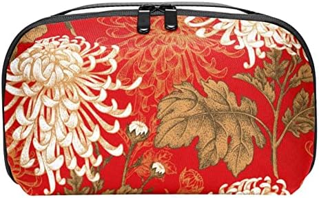 Водоотпорна Торбичка За Шминка Црвена Кинеска Кеса За Шминка За Цвеќе Од Хризантема Организатор Патничка Патент Тоалетна Торба Мала