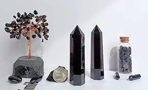 Laidanla црна опсидијанска природна сурова кристали рефус 1,5-2inch 4 парчиња 0,5lb и obsidian 3,7 -4 лековити кристали брада