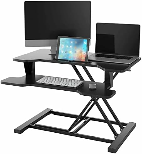 MJWDP прилагодлива табела за седење на висина, преклопна лаптоп табела за кревање компјутерска табела црна седечка силна оптовареност